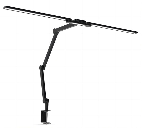 Skrivebordslampe - LED - Tranformerbar med svingarm og holder - 1600 Lumen - Sort