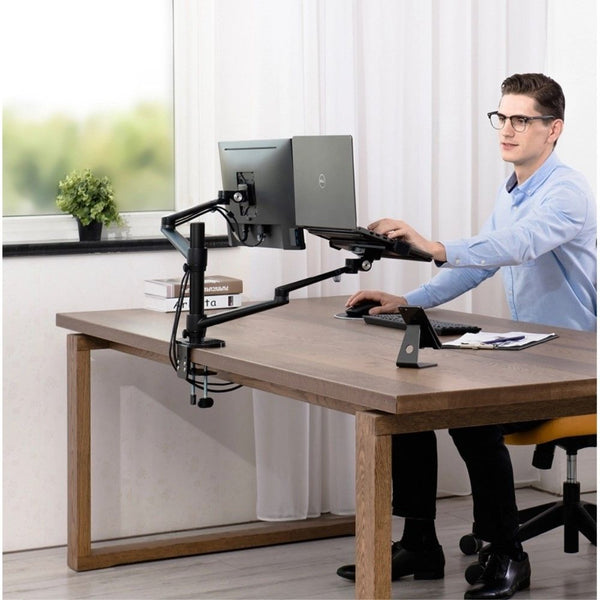 WERGON - Noah - Justerbar Dual Desktop holder - skærm Max 27" / Laptop 11-17" - Sort