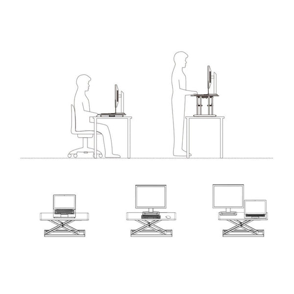 WERGON - Vincent - Justerbar Ergonomisk hæve/sænke Desk Riser til bord/arbejdsplads - Hvid